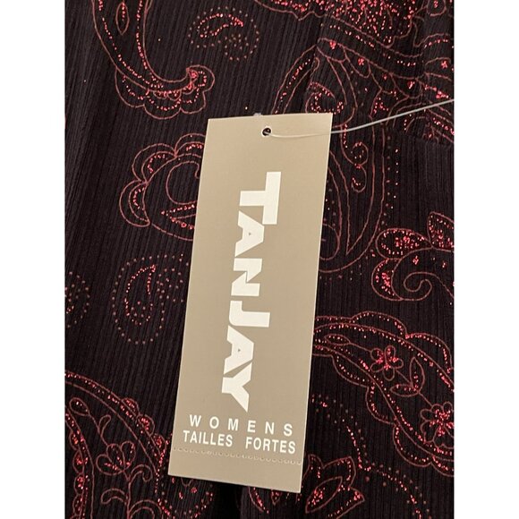 TanJay Women's PLUS 2X Red Black Shimmer Sleeveless Blouse Holiday Christmas NWT - Picture 6 of 9